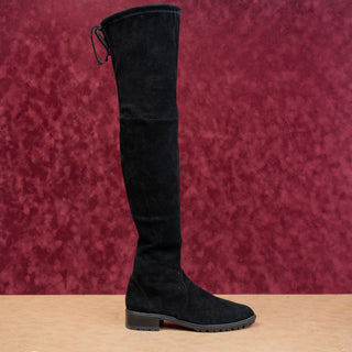 Stuart Weitzman Women Flexible City Back Lace Black Suede OTK Fashion Boots sz 8
