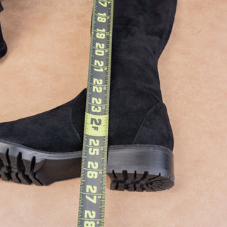 Stuart Weitzman Women Flexible City Back Lace Black Suede OTK Fashion Boots sz 8