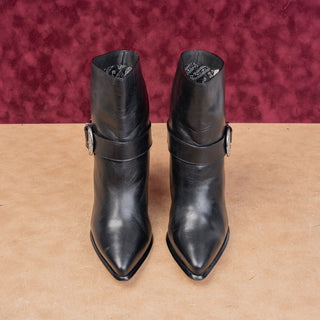 Paige LA Women Modern Western Black Leather Pointy Toe Heel Boots sz 8.5