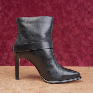 Paige LA Women Modern Western Black Leather Pointy Toe Heel Boots sz 8.5