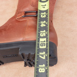 Sudini Women Frida Cognac Leather Waterproof Riding Stretch Knee Boots sz 8.5