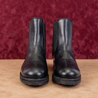 Frye Women Melissa Double Black Leather Lug Sole Chelsea Ankle Boots Size 9