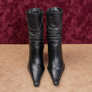 Diba Women Black Leather Vintage Y2K Fashion Night Party Fashion Boots Sz 8.5