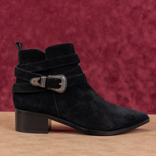 Marc Fisher Women Yandi Black Suede Western Pointy Toe Ankle Boots sz 10