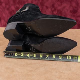 Marc Fisher Women Yandi Black Suede Western Pointy Toe Ankle Boots sz 10