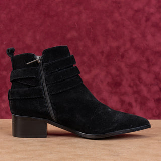 Marc Fisher Women Yandi Black Suede Western Pointy Toe Ankle Boots sz 10