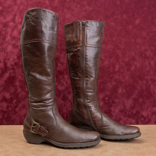 Lamica Wmn Vintage Y2K Fashion Brown Italian Leather Zip Knee Boots 7.5US EUR38