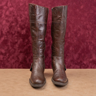 Lamica Wmn Vintage Y2K Fashion Brown Italian Leather Zip Knee Boots 7.5US EUR38