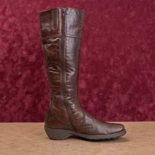Lamica Wmn Vintage Y2K Fashion Brown Italian Leather Zip Knee Boots 7.5US EUR38