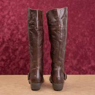 Lamica Wmn Vintage Y2K Fashion Brown Italian Leather Zip Knee Boots 7.5US EUR38