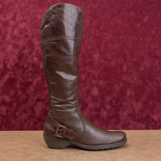 Lamica Wmn Vintage Y2K Fashion Brown Italian Leather Zip Knee Boots 7.5US EUR38