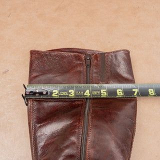 Lamica Wmn Vintage Y2K Fashion Brown Italian Leather Zip Knee Boots 7.5US EUR38