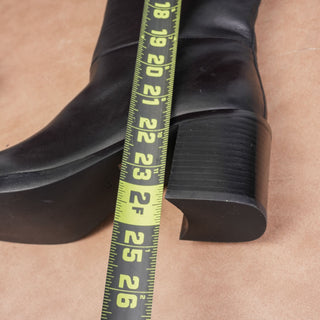 Jeffrey Campbell Women Black Leather Fashion OTK Party Boots sz 8.5