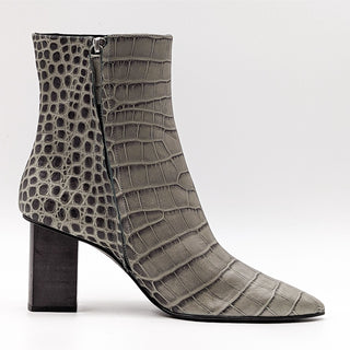 Freda Salvador Women Fia Croc Embossed Pointy Toe Heeled Leather boots size 8.5