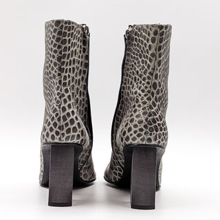 Freda Salvador Women Fia Croc Embossed Pointy Toe Heeled Leather boots size 8.5