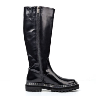 Vince Camuto Women Phrancie Black Leather Riding Lug Sole Zip Knee Boots size 7