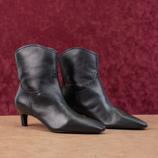 Nordstrom Women Atema Black Leather Kitten Heel Ankle fashion Boots sz 12