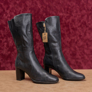 Born Women Black Leather Boho Cottage Western Heel Fashion Boots sz 8