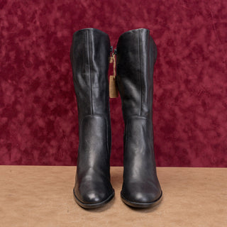 Born Women Black Leather Boho Cottage Western Heel Fashion Boots sz 8