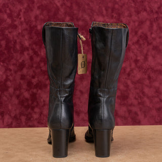 Born Women Black Leather Boho Cottage Western Heel Fashion Boots sz 8