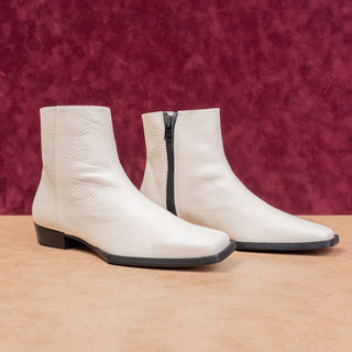 Frame Paris Women Le Maddox White Leather Western Ankle Boots 7.5US EUR38