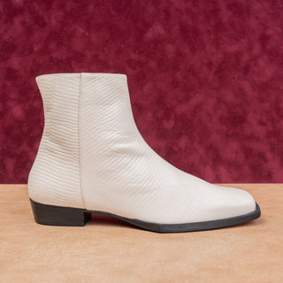 Frame Paris Women Le Maddox White Leather Western Ankle Boots 7.5US EUR38