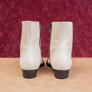 Frame Paris Women Le Maddox White Leather Western Ankle Boots 7.5US EUR38