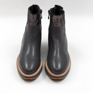 Antelope Women Grey Leather Platform Glitter Zip Ankle Boots size 6US EUR37
