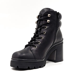 Jeffrey Campbell Women Hikes Black Leather Festival Platform Combat Boots size 7