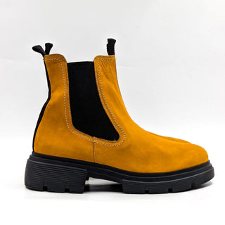 Paul Green Women Junior Platform Mustard Nubuck Suede Chelsea Boots 9US AUS 6.5