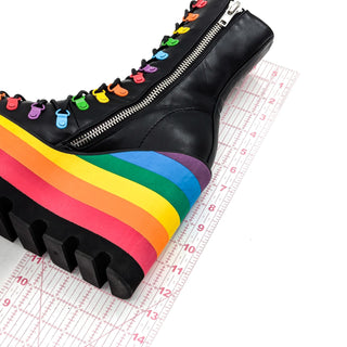 Club Exx Vegan Leather Cant Myself Rainbow Platform Festival Boots 7