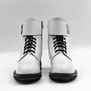 AllSaints Women Brigade Lace-up Zipper Lug Sole White Leather Boots sz 9US EUR39