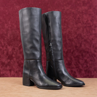 Nordstrom Women Hanna Black Leather Fashion Riding Knee Boots sz 6.5