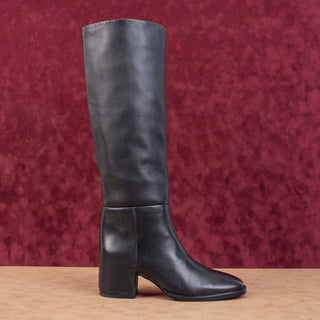 Nordstrom Women Hanna Black Leather Fashion Riding Knee Boots sz 6.5