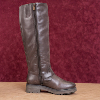 Lucky Brand Women Citere Brown Leather Zip Riding Moto Tall Boots 6US EUR 36.5