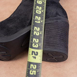 Born Women Black Distressed Suede Stacked Heel OTK Zip Boots sz 9.5