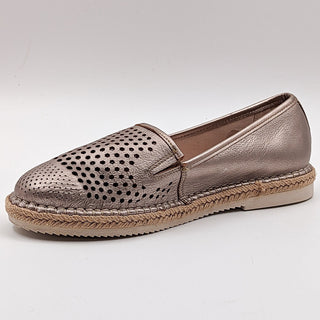 Pikolinos Women Comfortable Laser Cut Gold Leather Loafers size 9.5-10US 40EUR