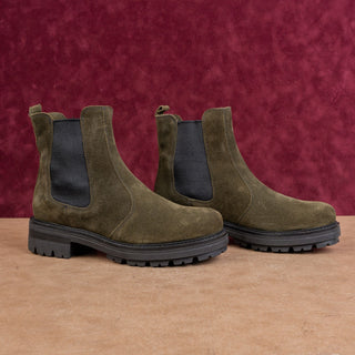 La Canadienne Wmn Waterproof Olive Green Sueder Comfortable Chelsea Boots 8.5
