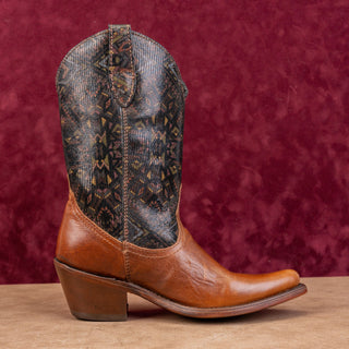 Liberty Black Women Pull-on Brown Leather Western Cowboy Mid Calf Boots sz 6.5