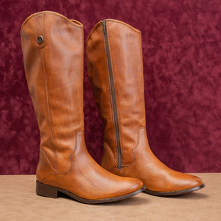 Frye Women Melissa Button Zip Brown Leather Equestrian Classic Riding Boots 9.5