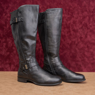 Naturalizer Wmn Joan Black Leather Riding Wide Calf Equestrian Zip Boots sz 7.5