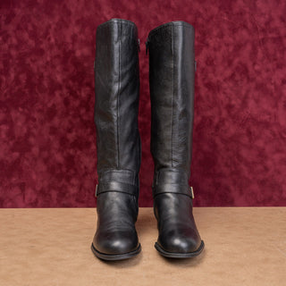 Naturalizer Wmn Joan Black Leather Riding Wide Calf Equestrian Zip Boots sz 7.5