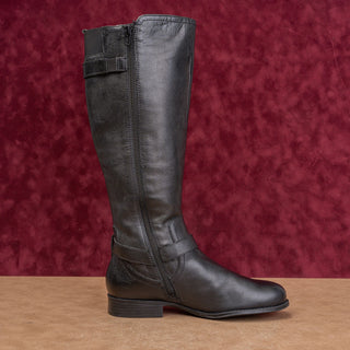 Naturalizer Wmn Joan Black Leather Riding Wide Calf Equestrian Zip Boots sz 7.5