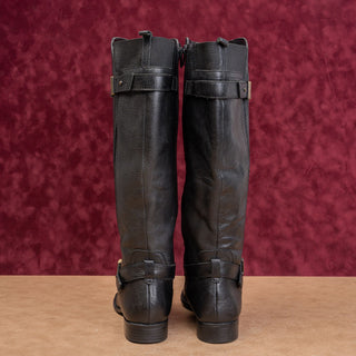Naturalizer Wmn Joan Black Leather Riding Wide Calf Equestrian Zip Boots sz 7.5