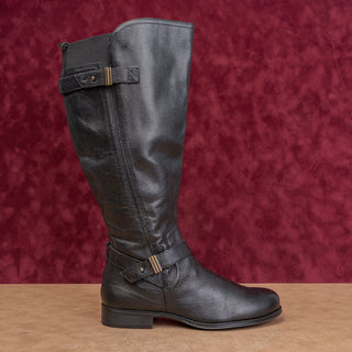 Naturalizer Wmn Joan Black Leather Riding Wide Calf Equestrian Zip Boots sz 7.5