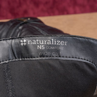 Naturalizer Wmn Joan Black Leather Riding Wide Calf Equestrian Zip Boots sz 7.5