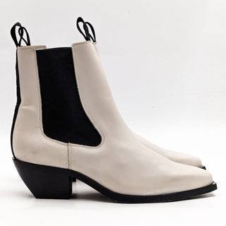 AllSaints Women Vally White Leather Western Chelsea Ankle Boots Size 10