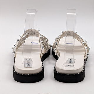 Steve Madden Women Sharp Vegan White Leather Studded Platform Sandals 6.5