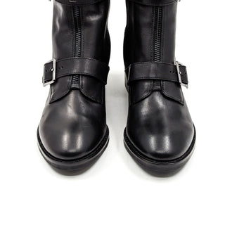 Donald Pliner Women Dusten Strappy Black Leather Moto Biker Boots size 6.5