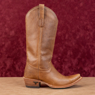 Lane Women Emma Plain Brown Leather Western Cowboy Snip Toe Boots sz 6.5